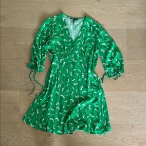 Maje Rizelle Green Floral Mini Dress like new size 40